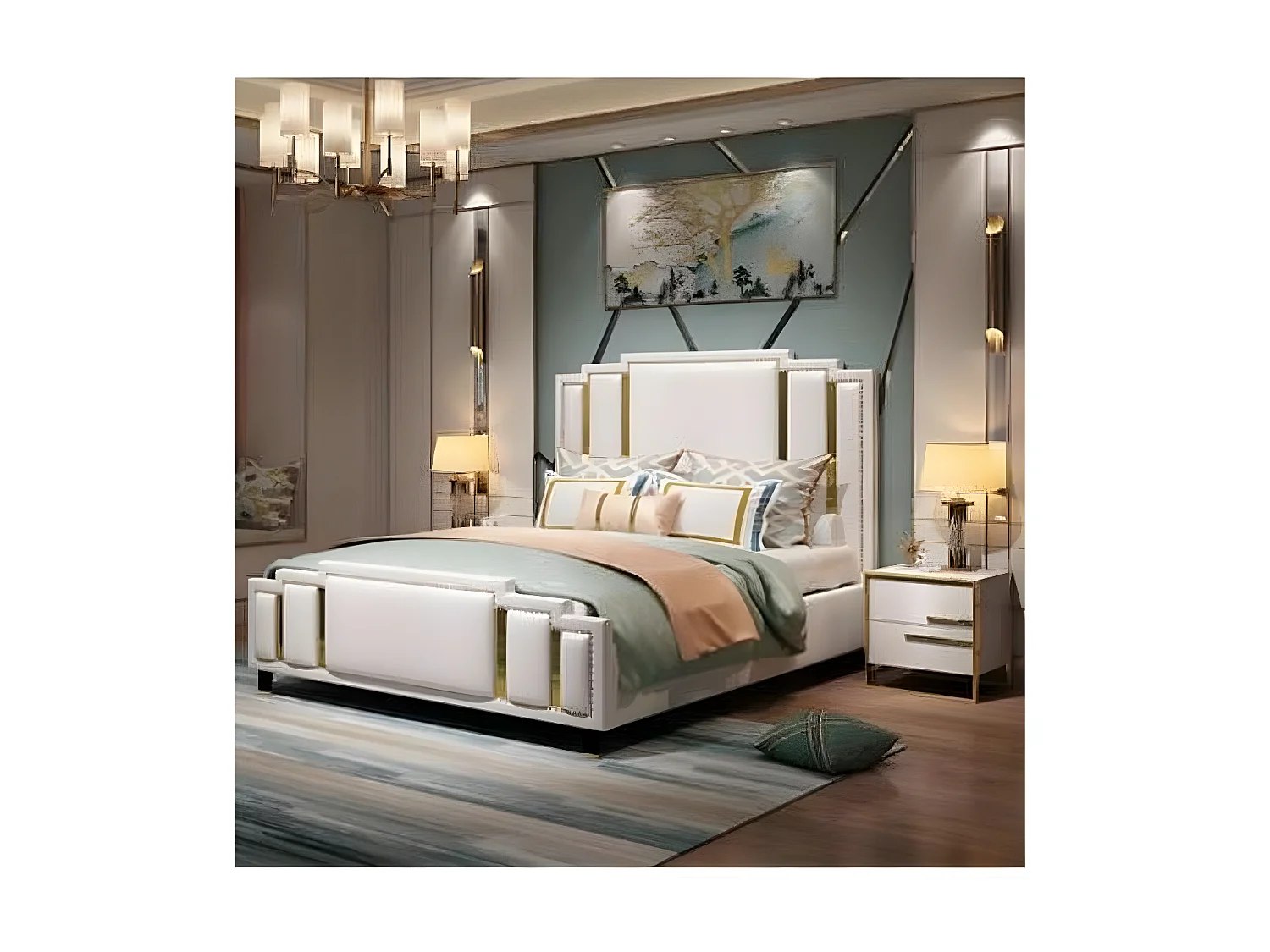 Luxus Schlafzimmer Set Design Bett 2x Nachttisch Holz Komplett 3 tlg