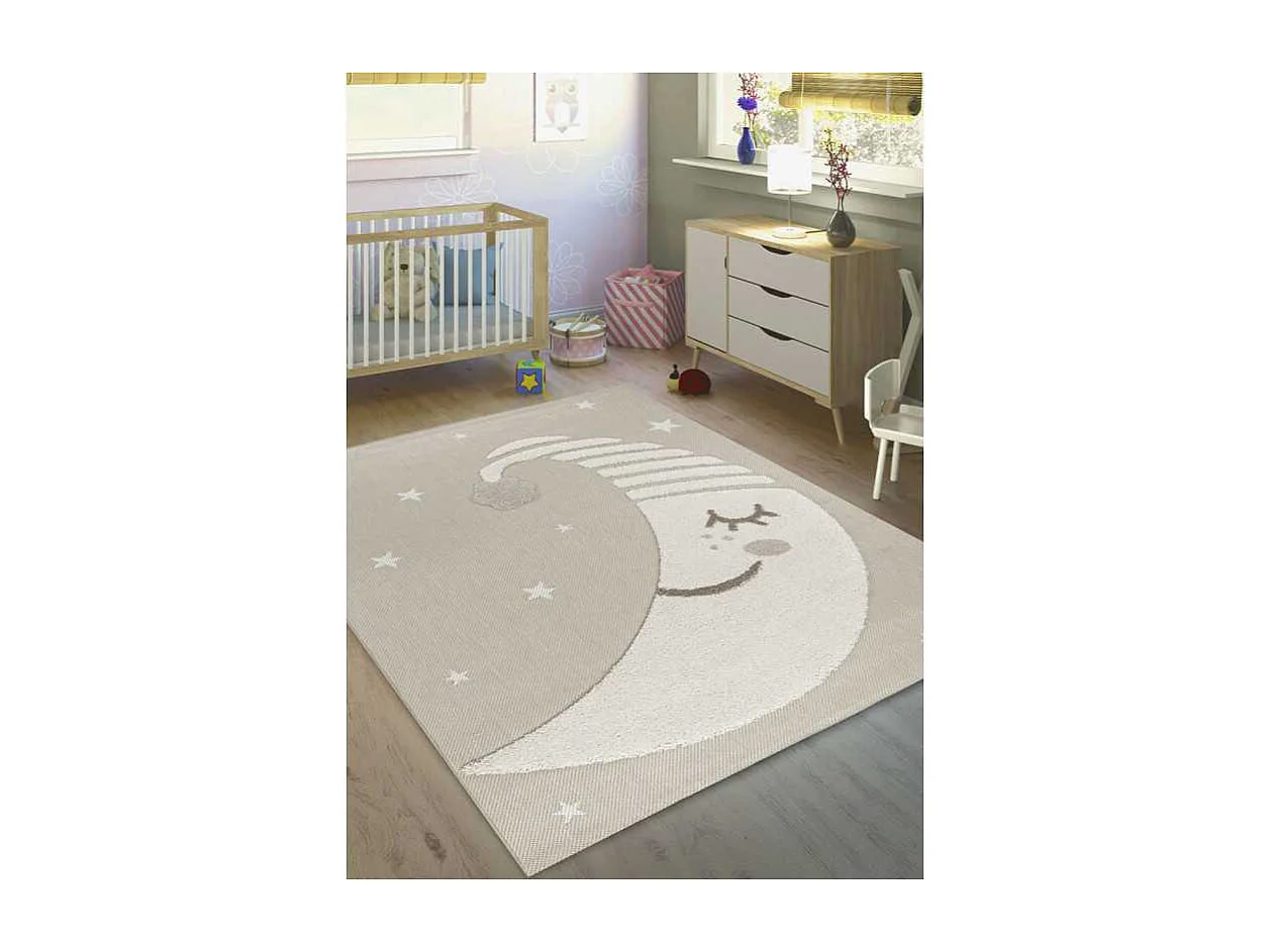 Tapis enfant lune beige - LUNA Enfants 10 Beige 80*150