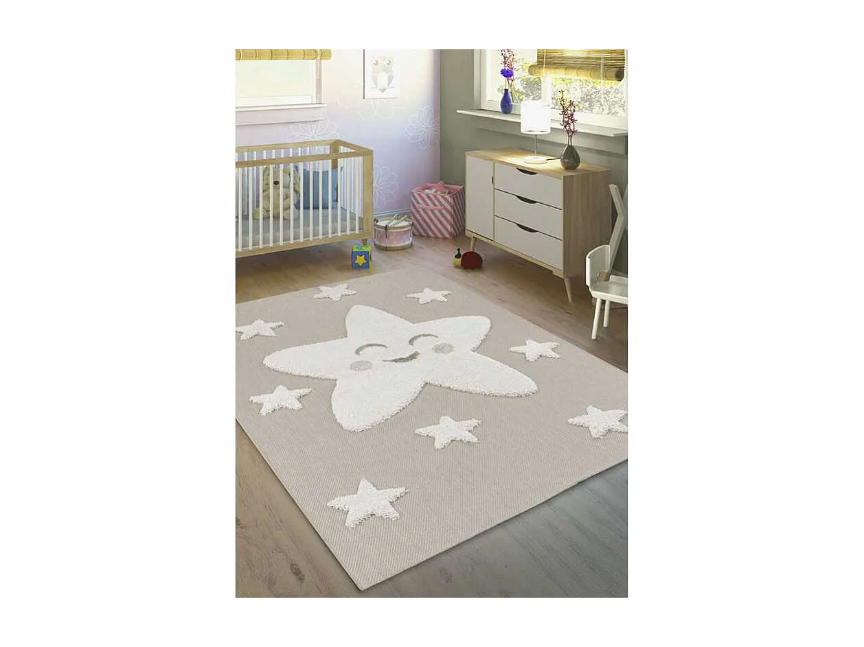 Tapis enfant étoile beige - LUNA Kids 09 Beige 120*170