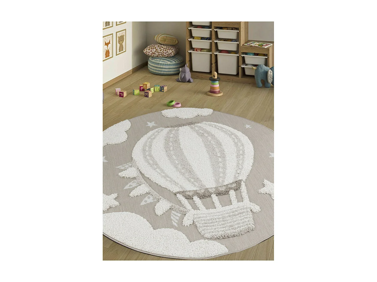 Tapis enfant montgolfière beige - LUNA Kids 11 Taupe 160*160