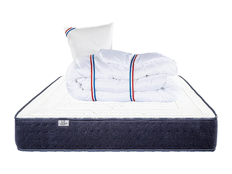 Pack Colchão Nuvem 90x190 cm com Travesseiro e Edredom - 10 Zonas de Conforto, Espuma Memosoft100, Face de Verão/Inverno, Firme