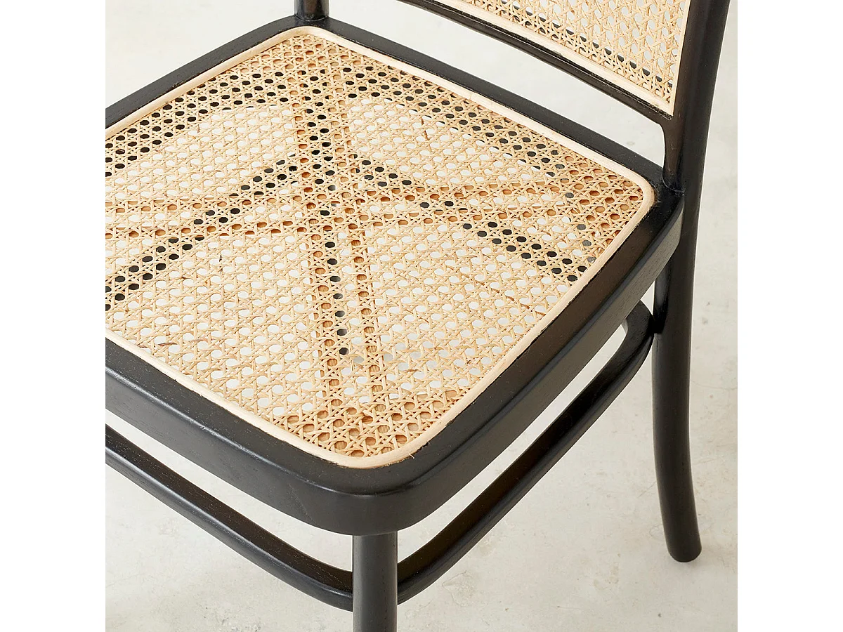 Sedia bistrot in mogano bianco e rattan
