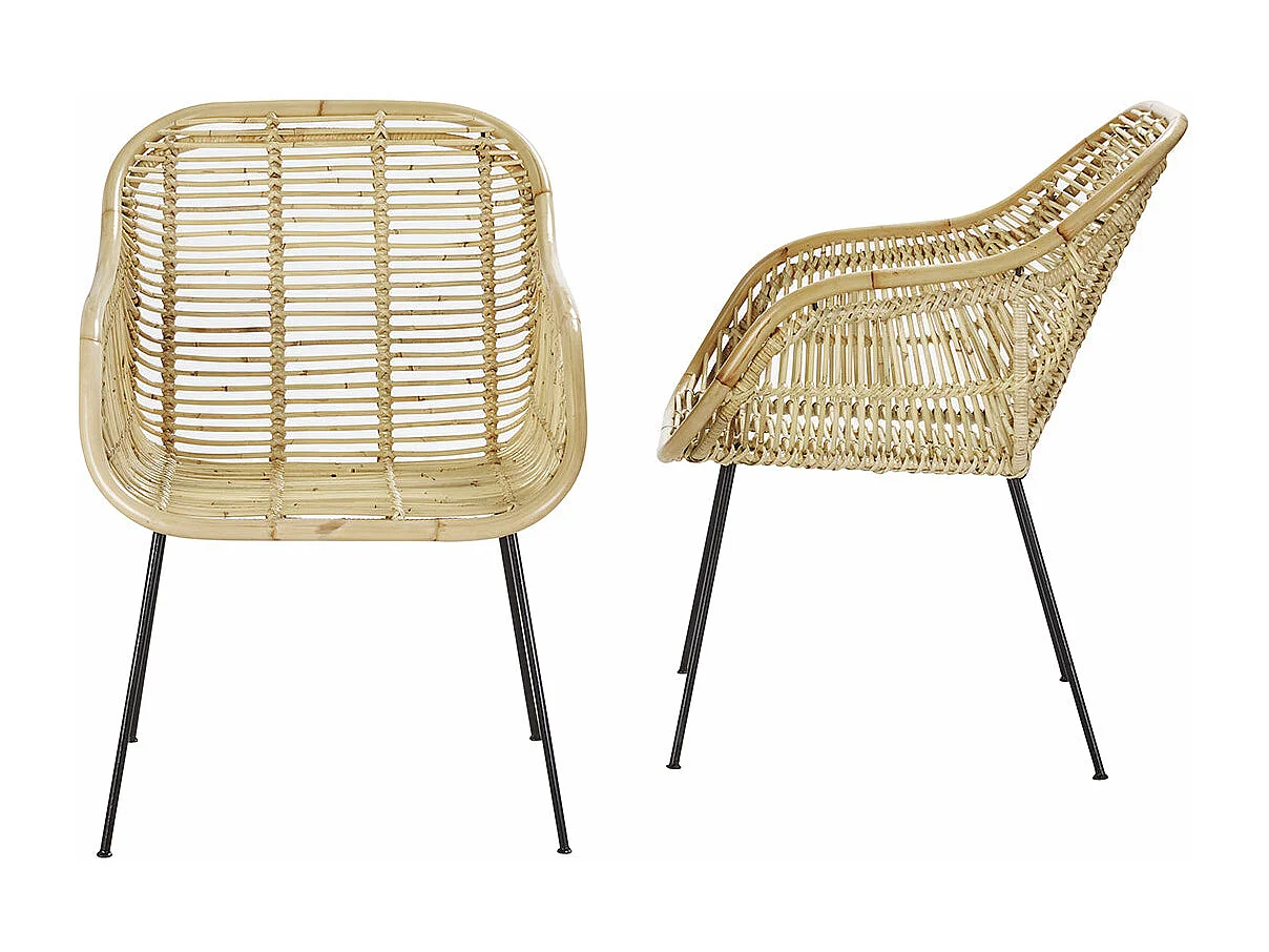 Set di 2 sedie in rattan e metallo