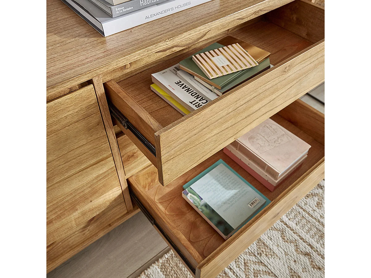 Cómoda de madera de mindi maciza de 180 cm