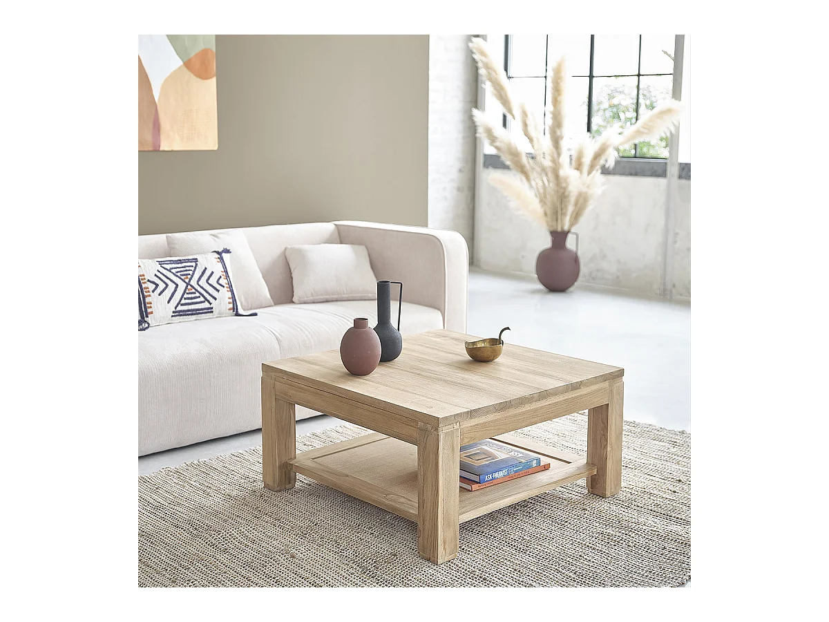 Table basse en teck massif 80 cm