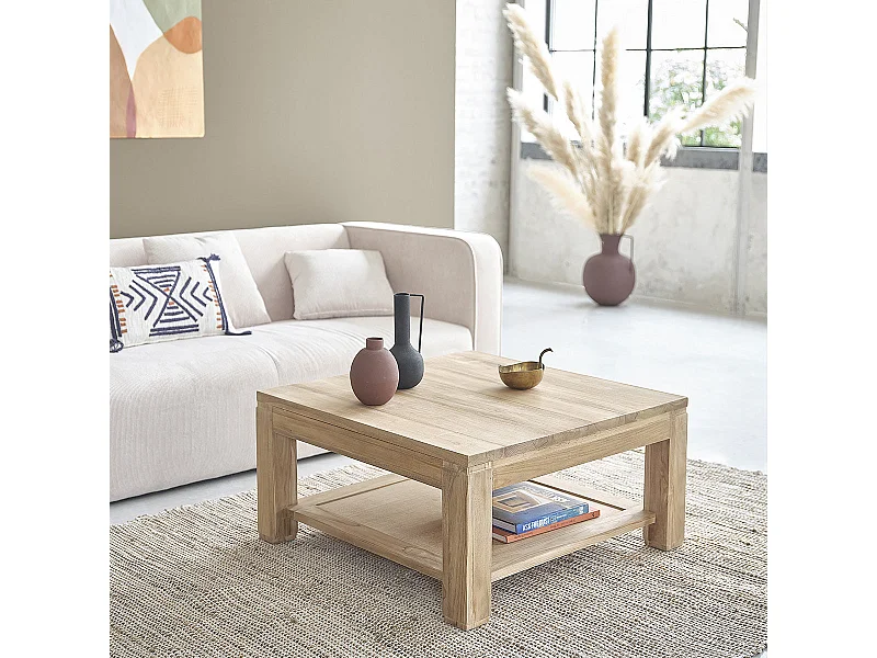 Table basse en teck massif 80 cm
