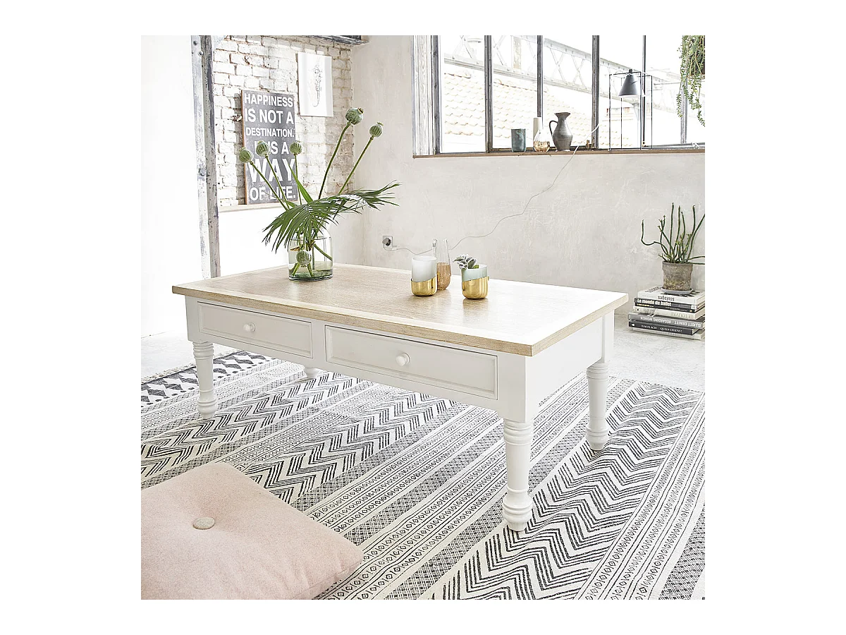 Table basse en acajou et teck massif