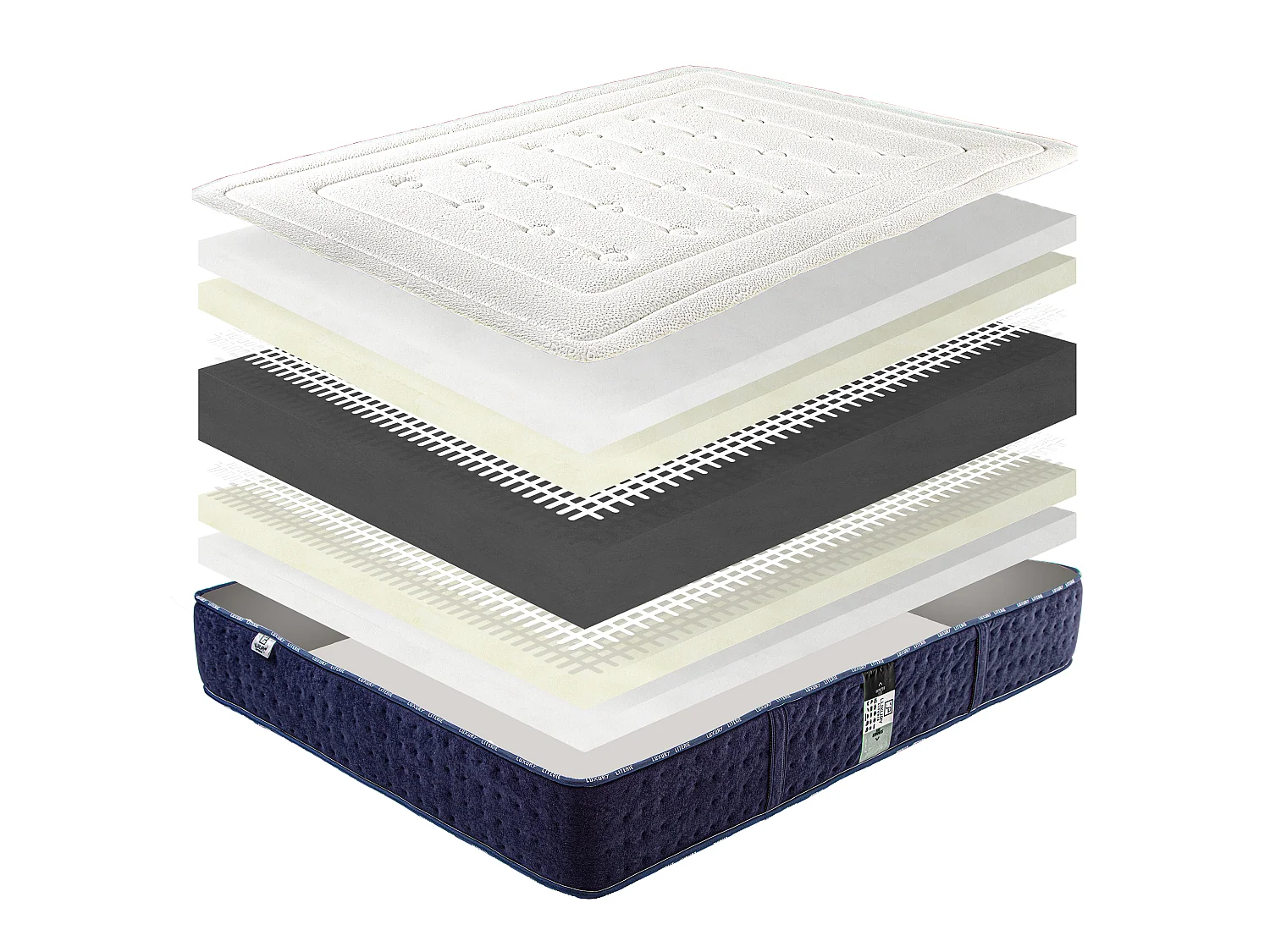 Colchão 140x190 cm, Nuage, 24 cm, espuma de memória, firmeza média, face verão/inverno + 2 almofadas + edredom
