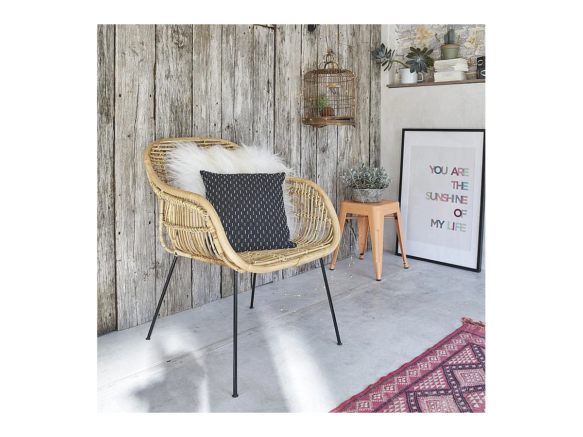 Fauteuil en rotin et métal