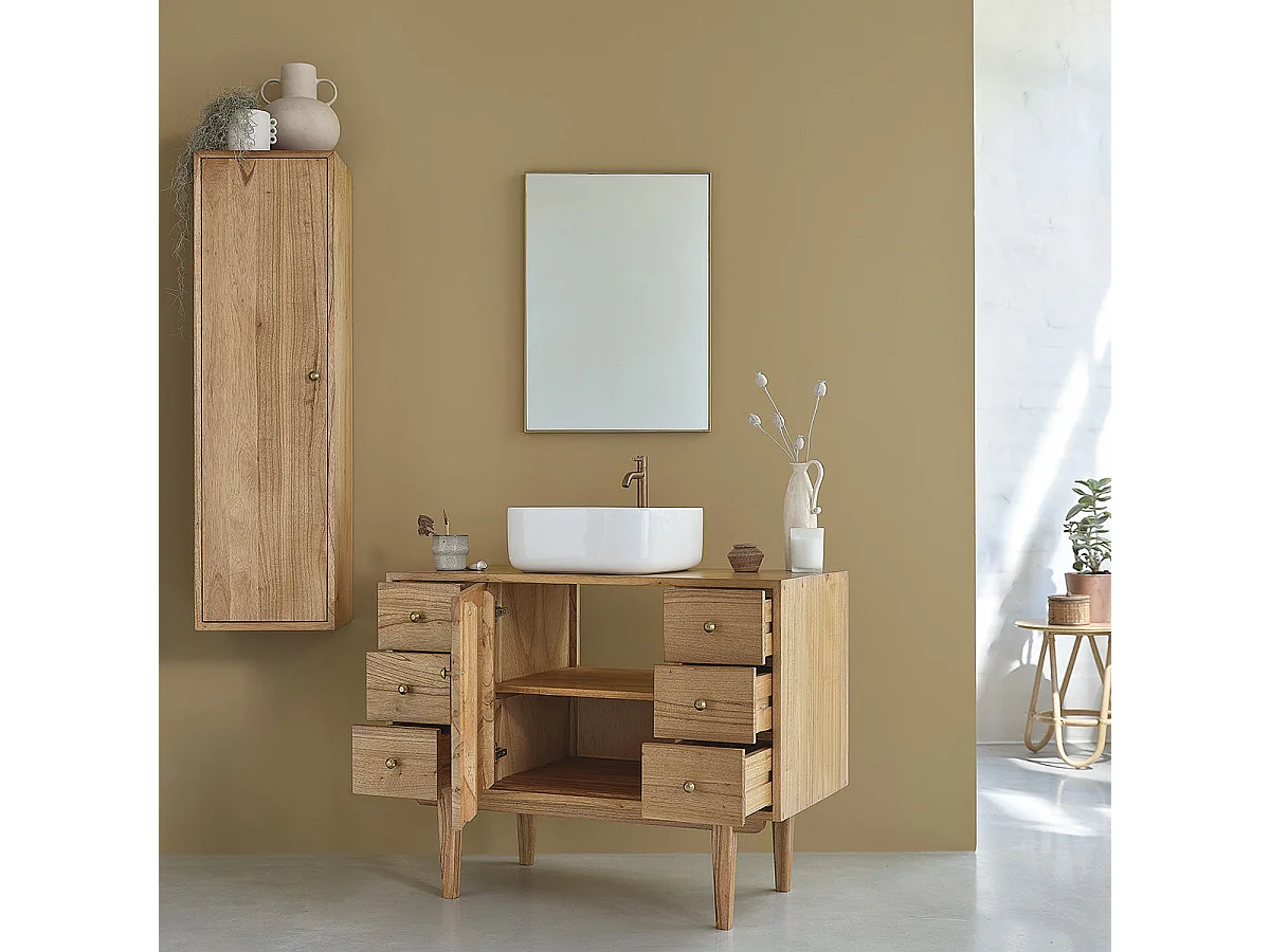 Meuble sous vasque en mindi massif 100 cm