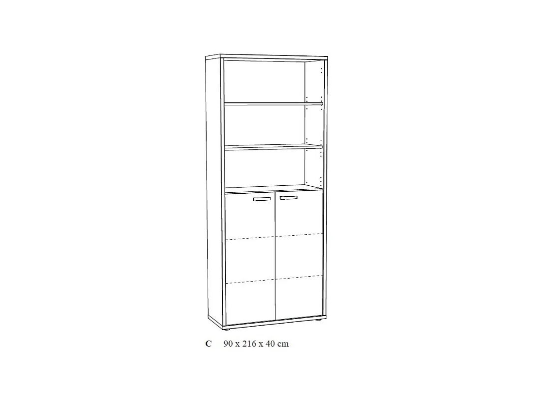 Biblioteca de Oficina - Mueble con 2 Puertas y estanterías en color Roble Dorado | Colección DEPÉ | Meublorama