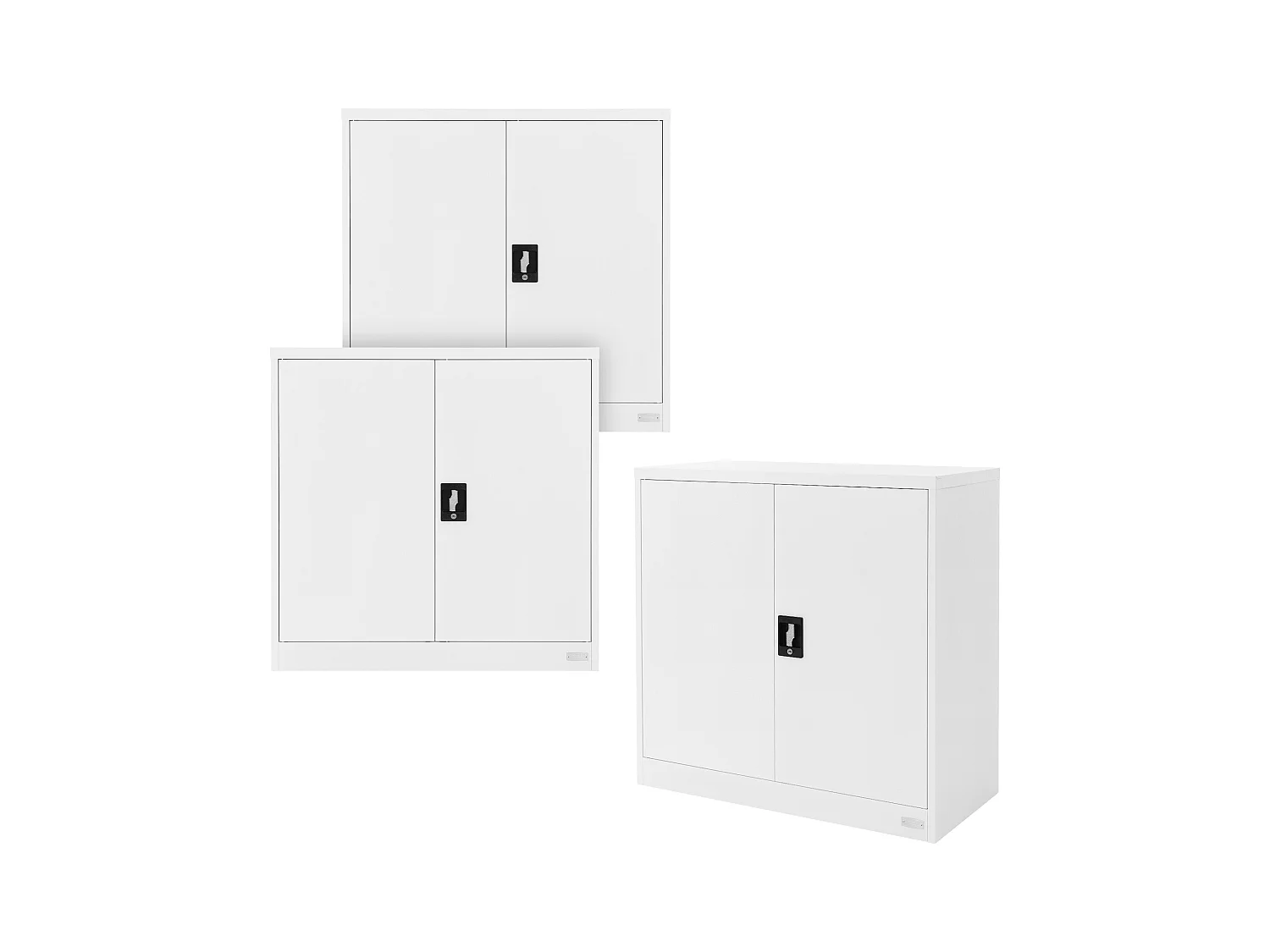 3 Armoires bureau en acier blanc meuble à dossiers portes battantes 90x40x90 cm