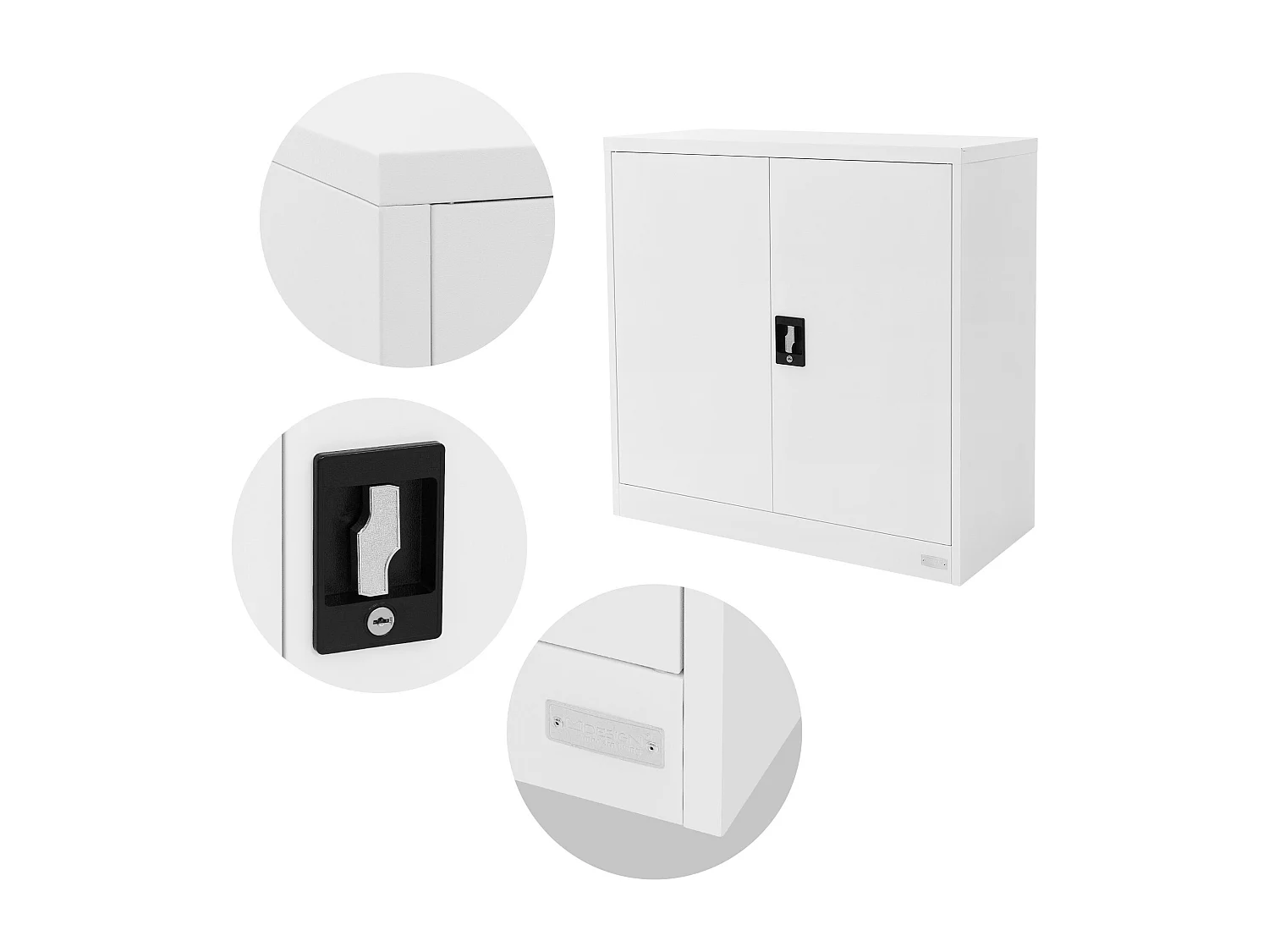 3 Armoires bureau en acier blanc meuble à dossiers portes battantes 90x40x90 cm