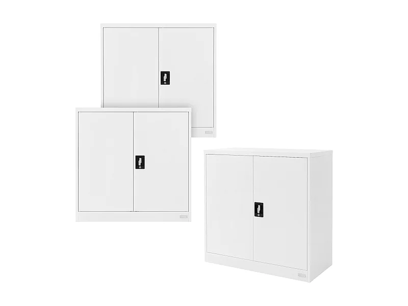 3 Armoires bureau en acier blanc meuble à dossiers portes battantes 90x40x90 cm
