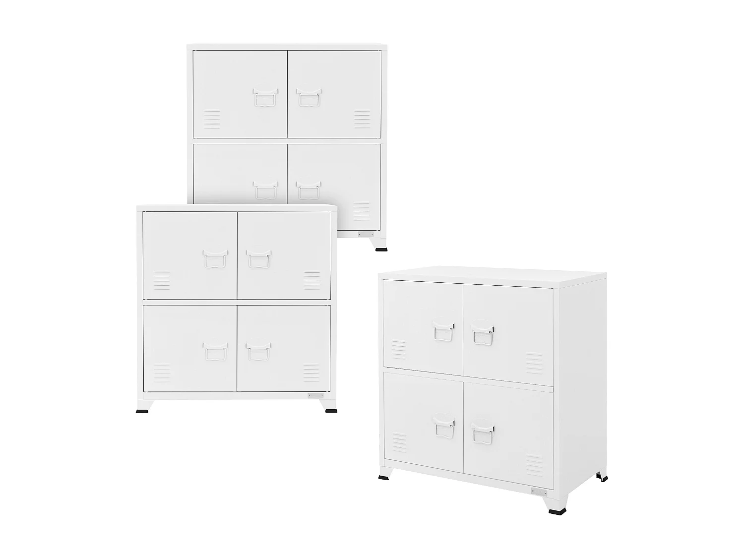 Set di 3 Armadi da Ufficio in Acciaio Bianco 75x40x80,5cm - Robusto, Spazioso, Design Elegante