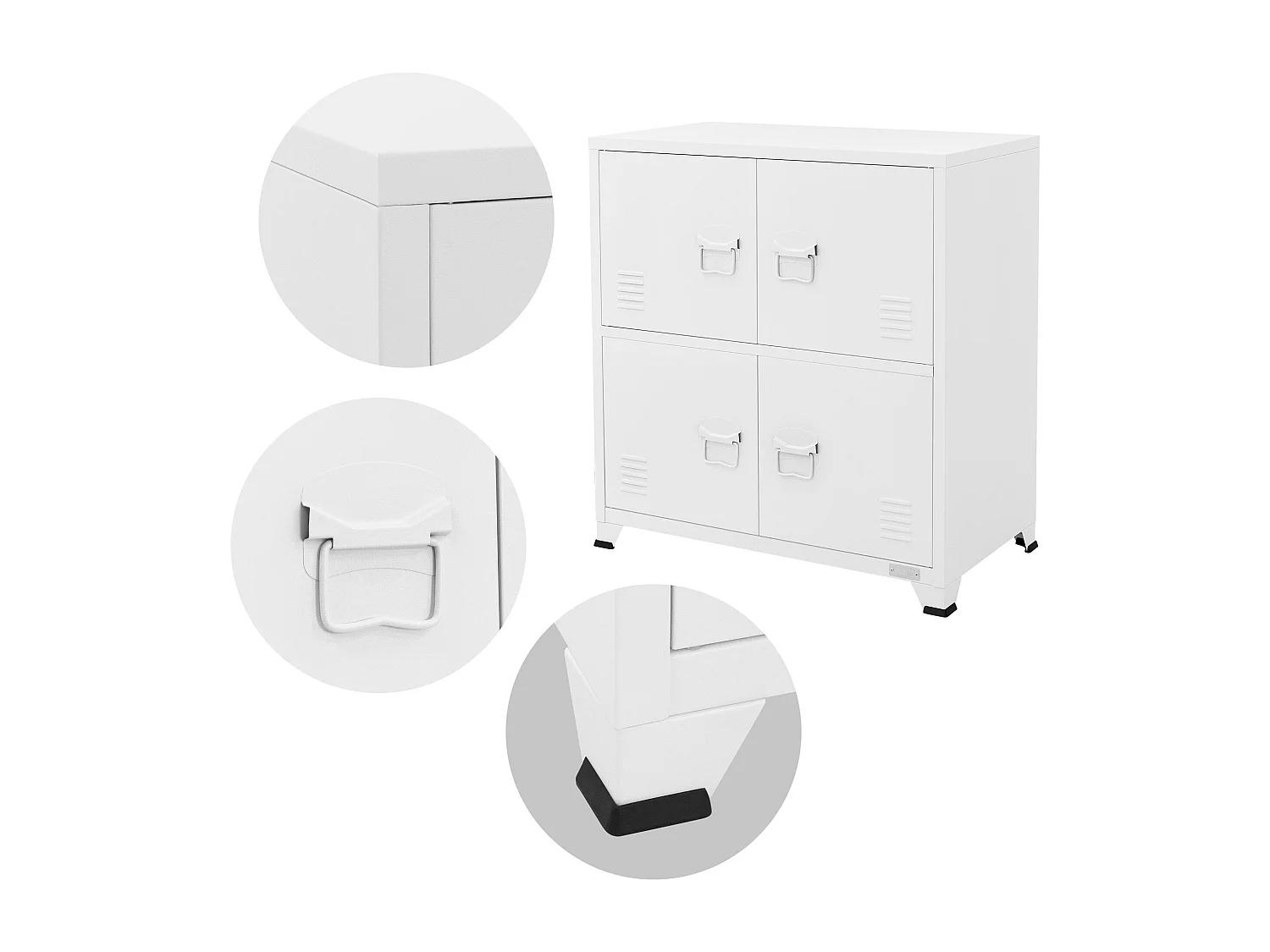 Set di 3 Armadi da Ufficio in Acciaio Bianco 75x40x80,5cm - Robusto, Spazioso, Design Elegante