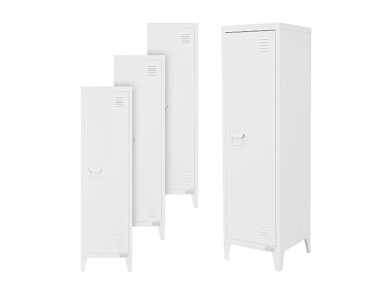 Set 4 armoire de classement rangement bureau 3 compartiments blanc 38x38x137,5cm