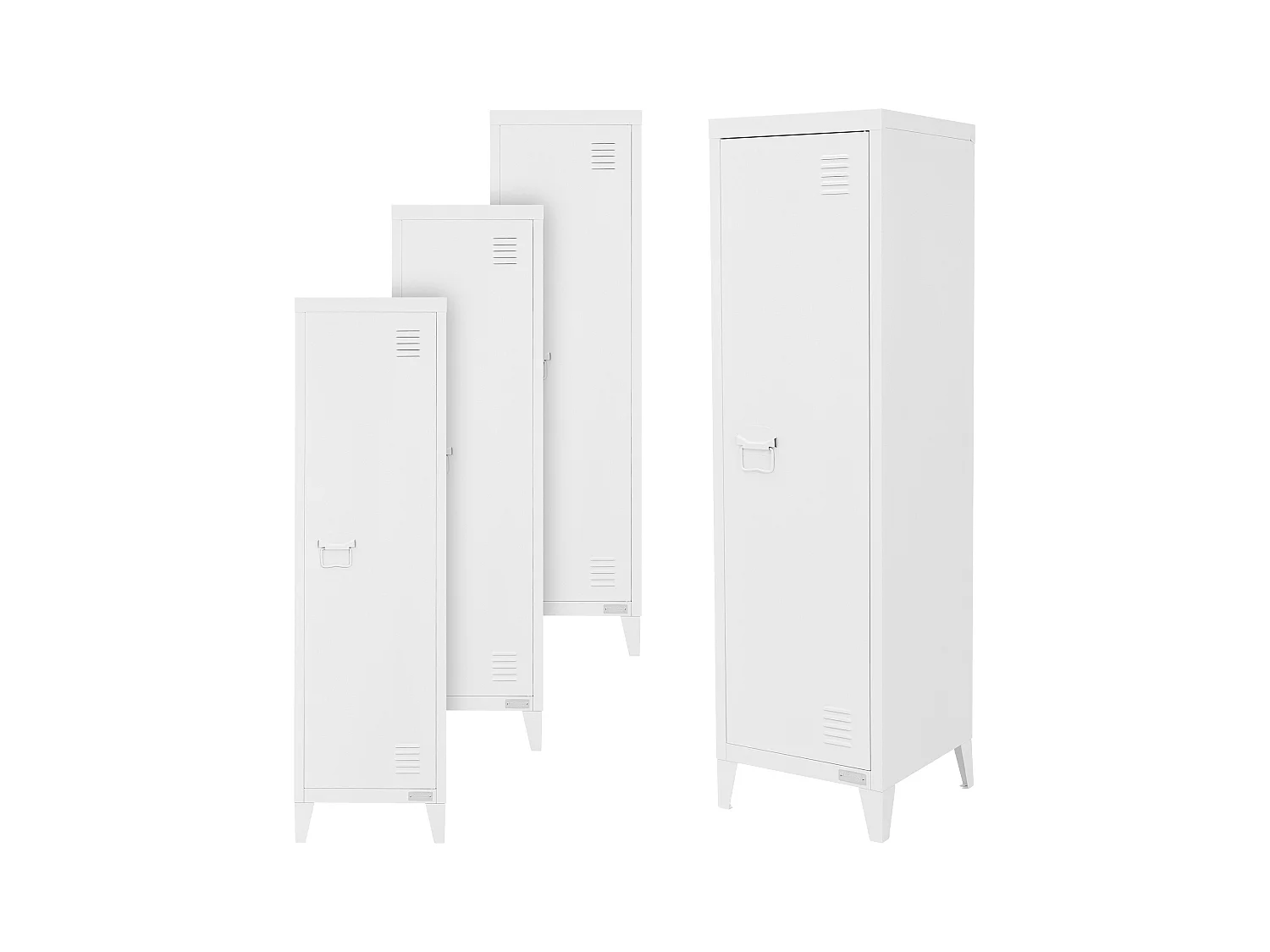 Set 4 armoire de classement rangement bureau 3 compartiments blanc 38x38x137,5cm