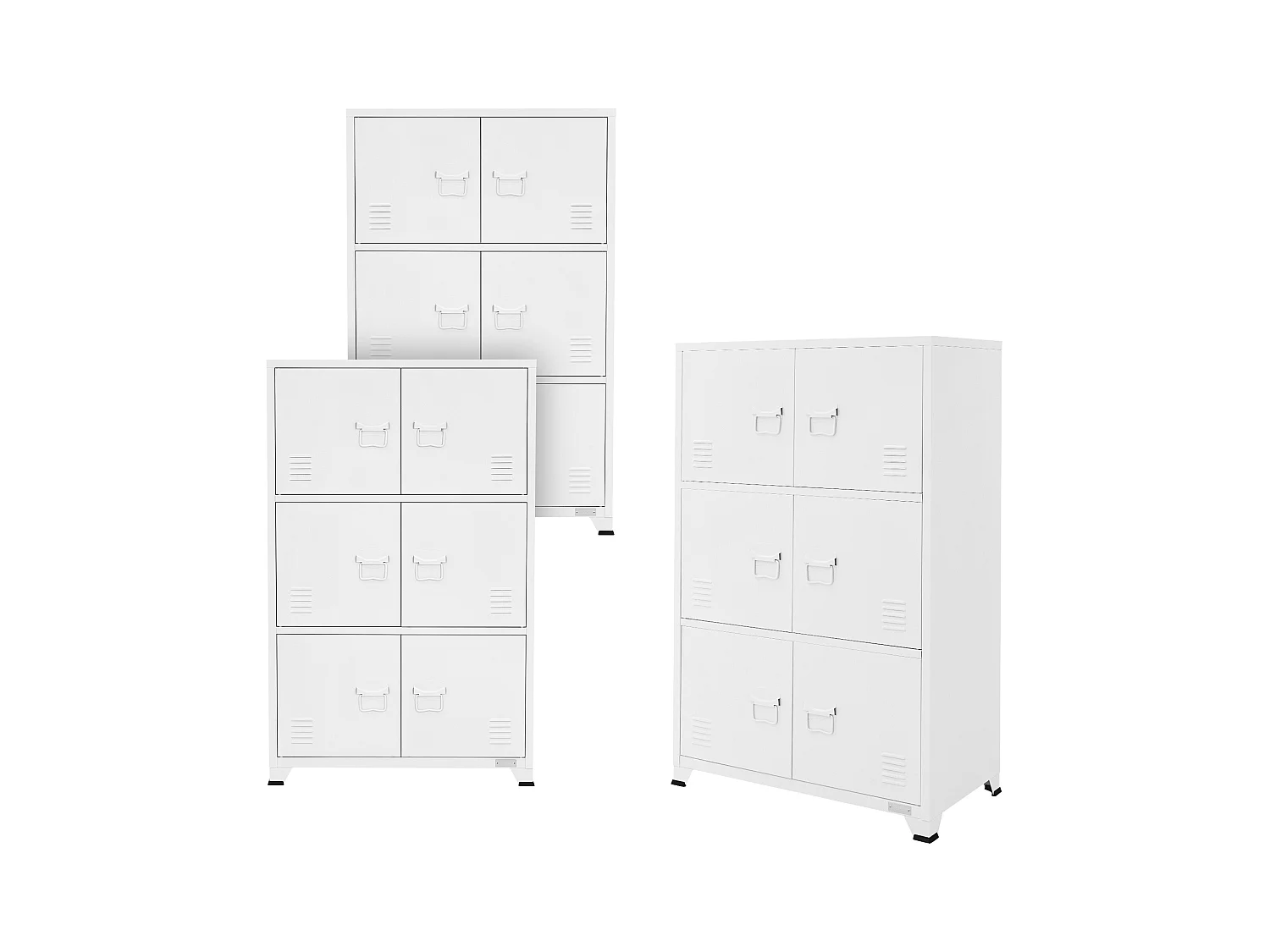 Lot de 3 armoires de bureau Armoire de classement Armoire en acier avec étagères