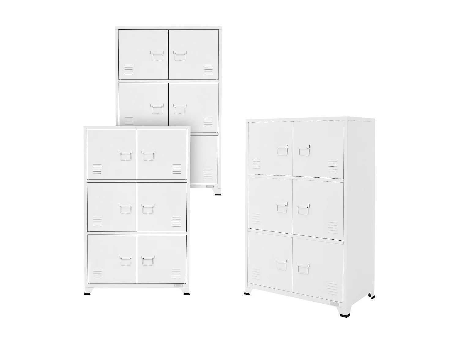 Lot de 3 armoires de bureau Armoire de classement Armoire en acier avec étagères