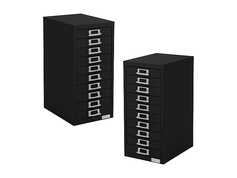 Set de 2 armoire à dossiers avec 10 tiroirs en métal noir classeur documents A4