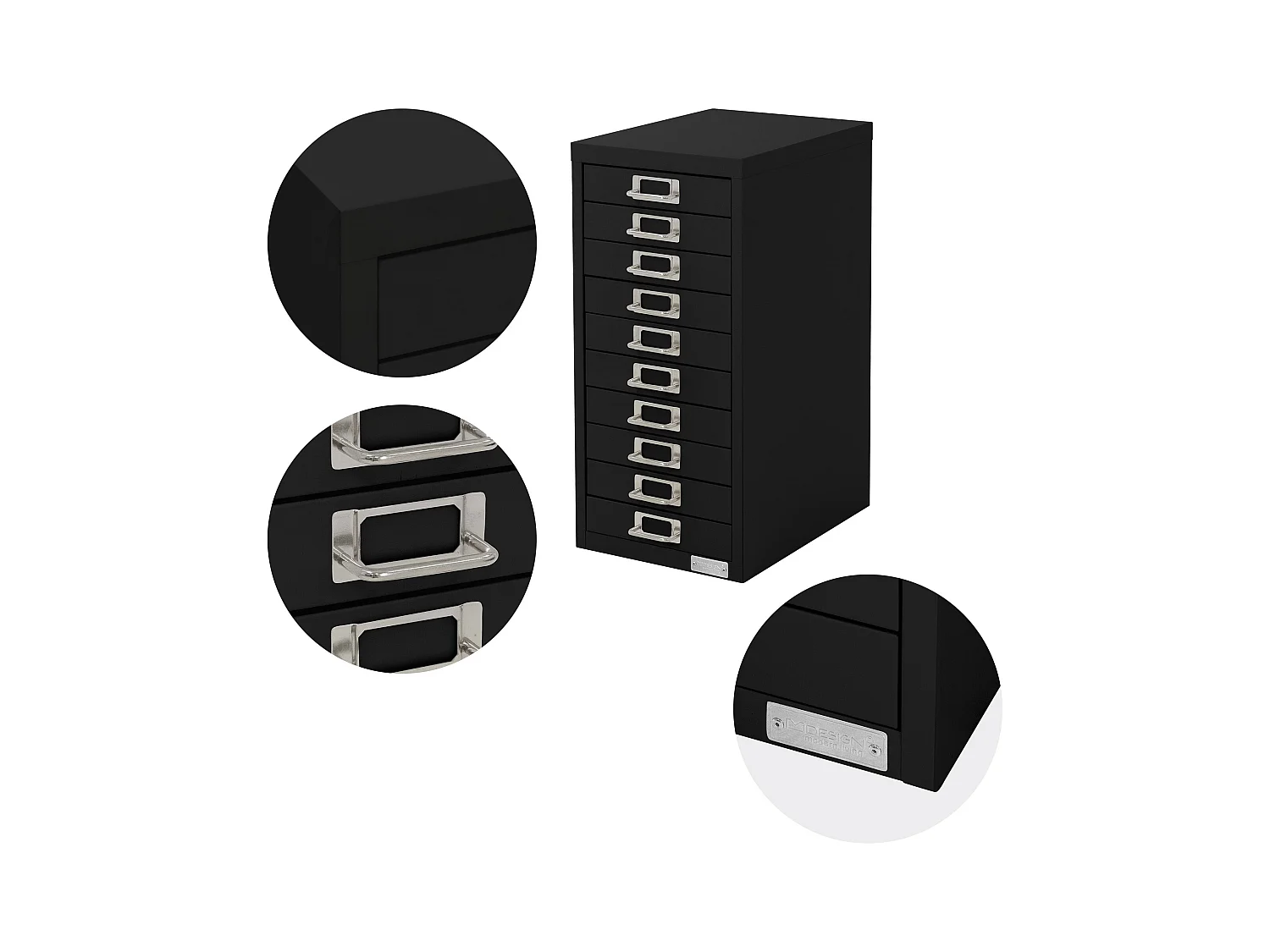 Set de 2 armoire à dossiers avec 10 tiroirs en métal noir classeur documents A4