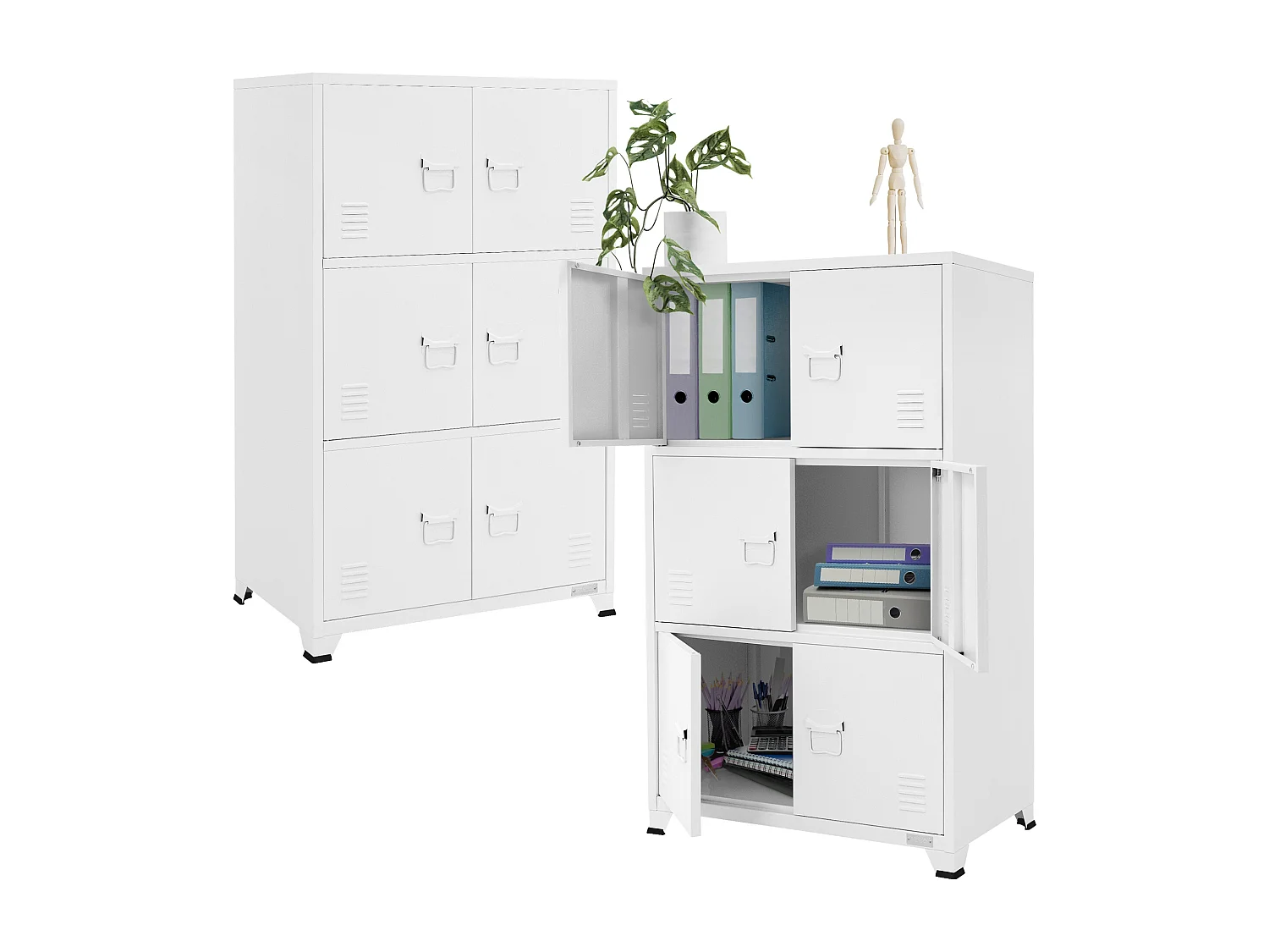 Lot de 2 armoires de bureau Armoire de classement Armoire en acier avec étagères