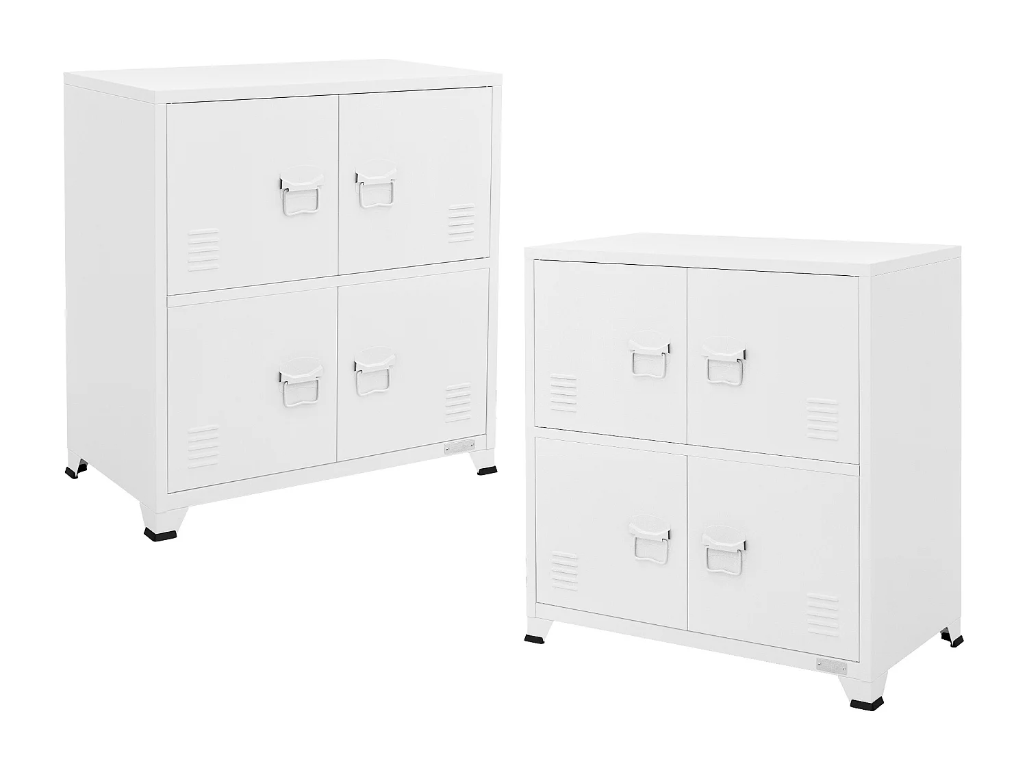 Lot de 2 armoires de bureau classement avec étagères en acier blanc 75x40x80,5cm