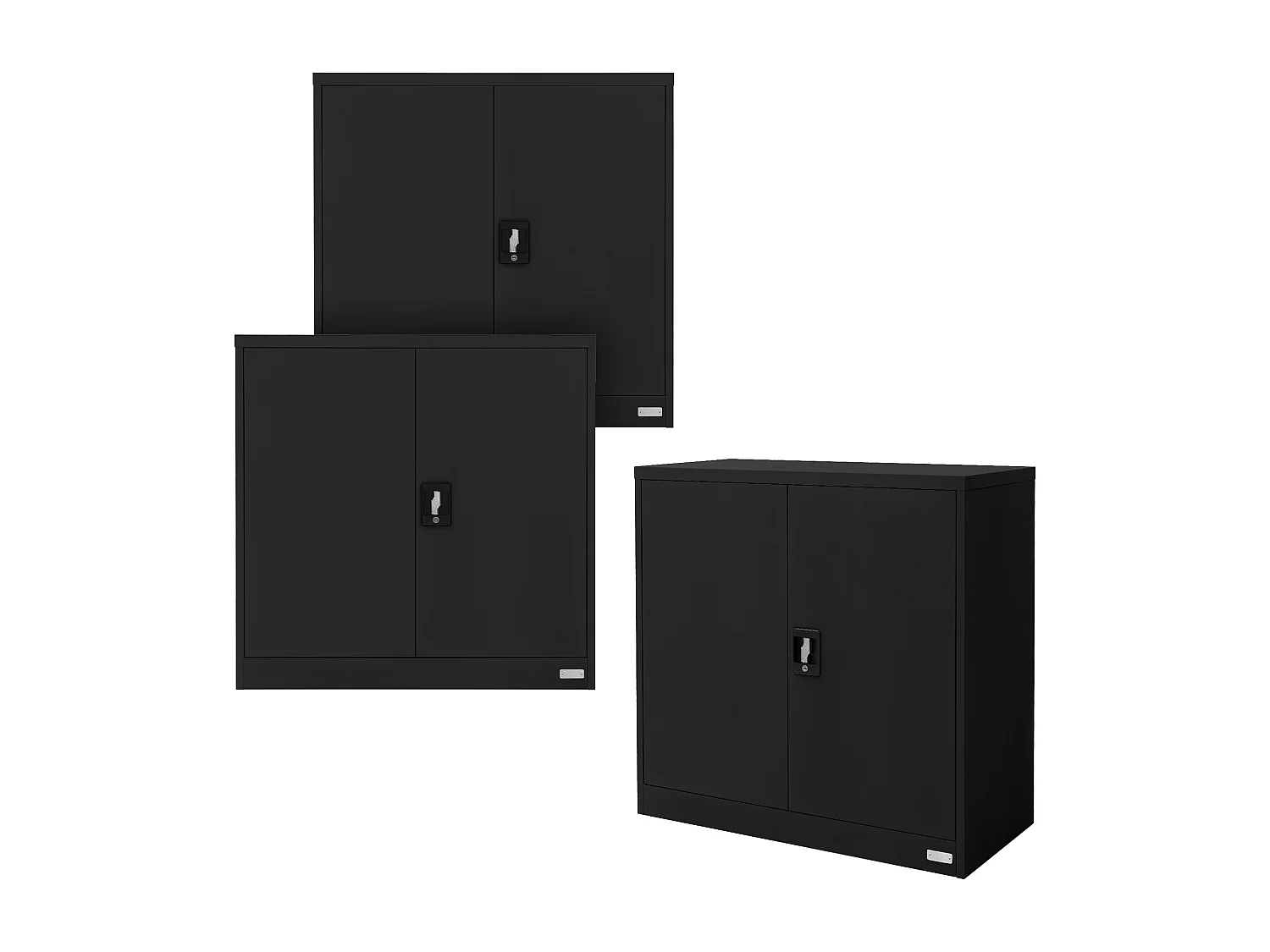 3 Armoires de bureau acier noir meuble à dossiers portes battantes 90x40x90 cm