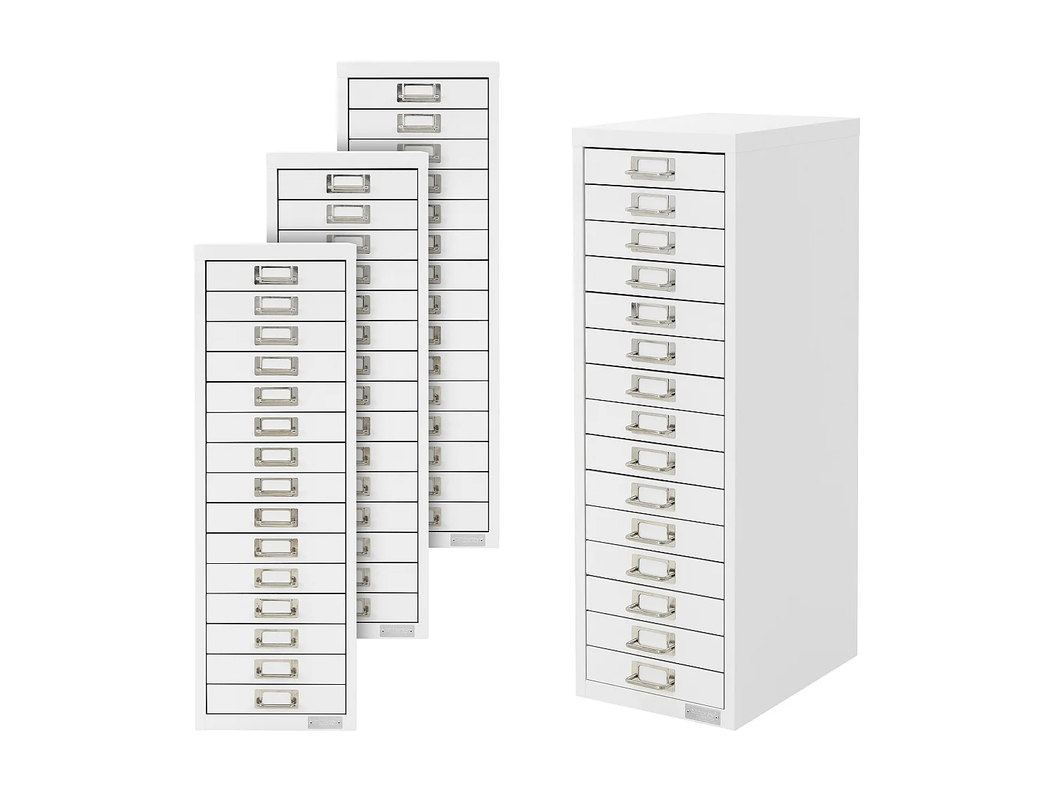 Set de 4 armoire à dossiers avec 15 tiroirs en métal blanc classeur documents A4