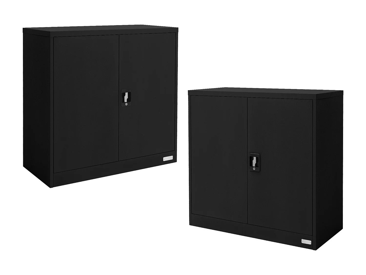 2 Armoires bureau en acier noir meuble à dossiers portes battantes 90x40x90 cm