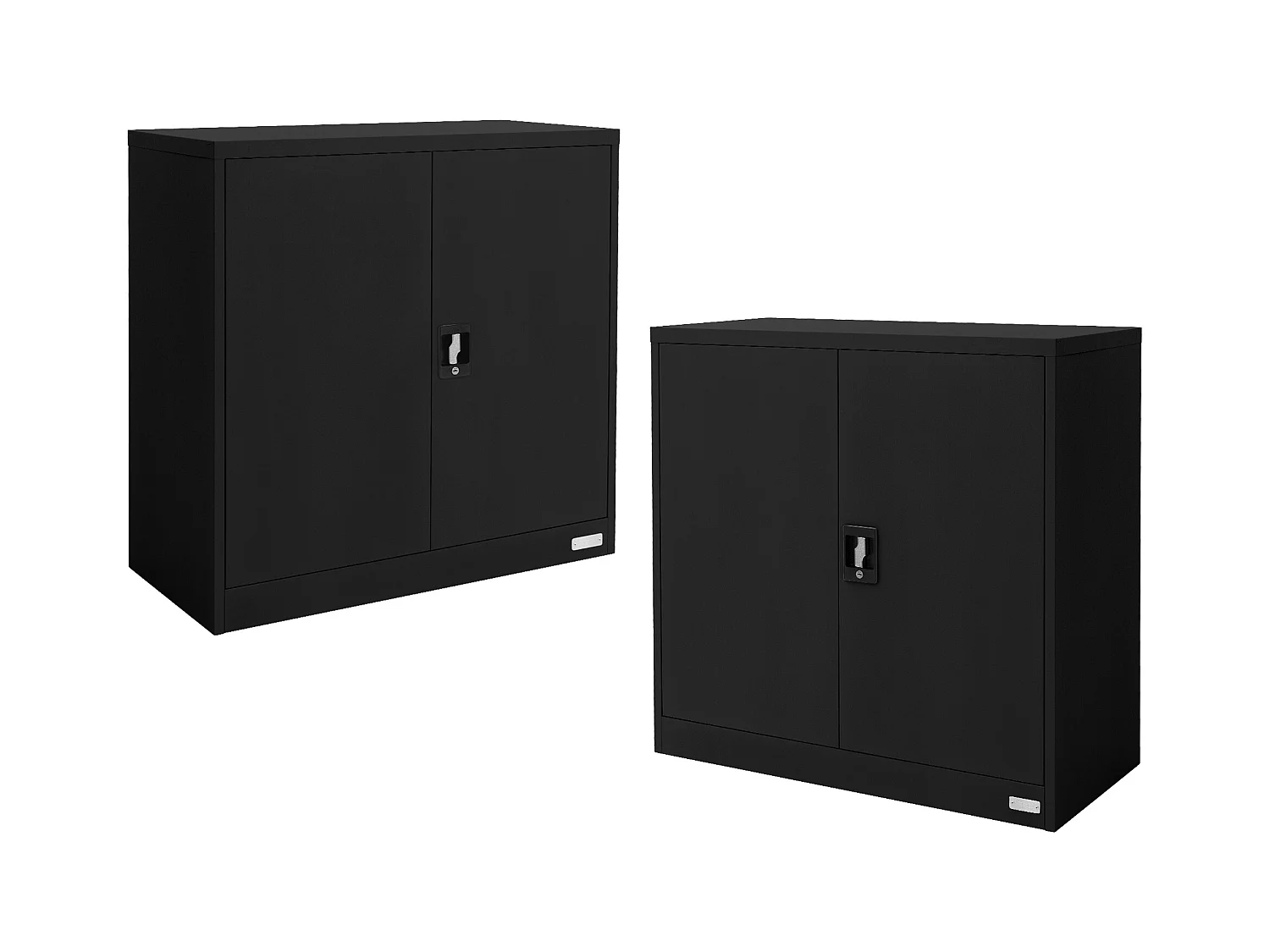 2 Armoires bureau en acier noir meuble à dossiers portes battantes 90x40x90 cm