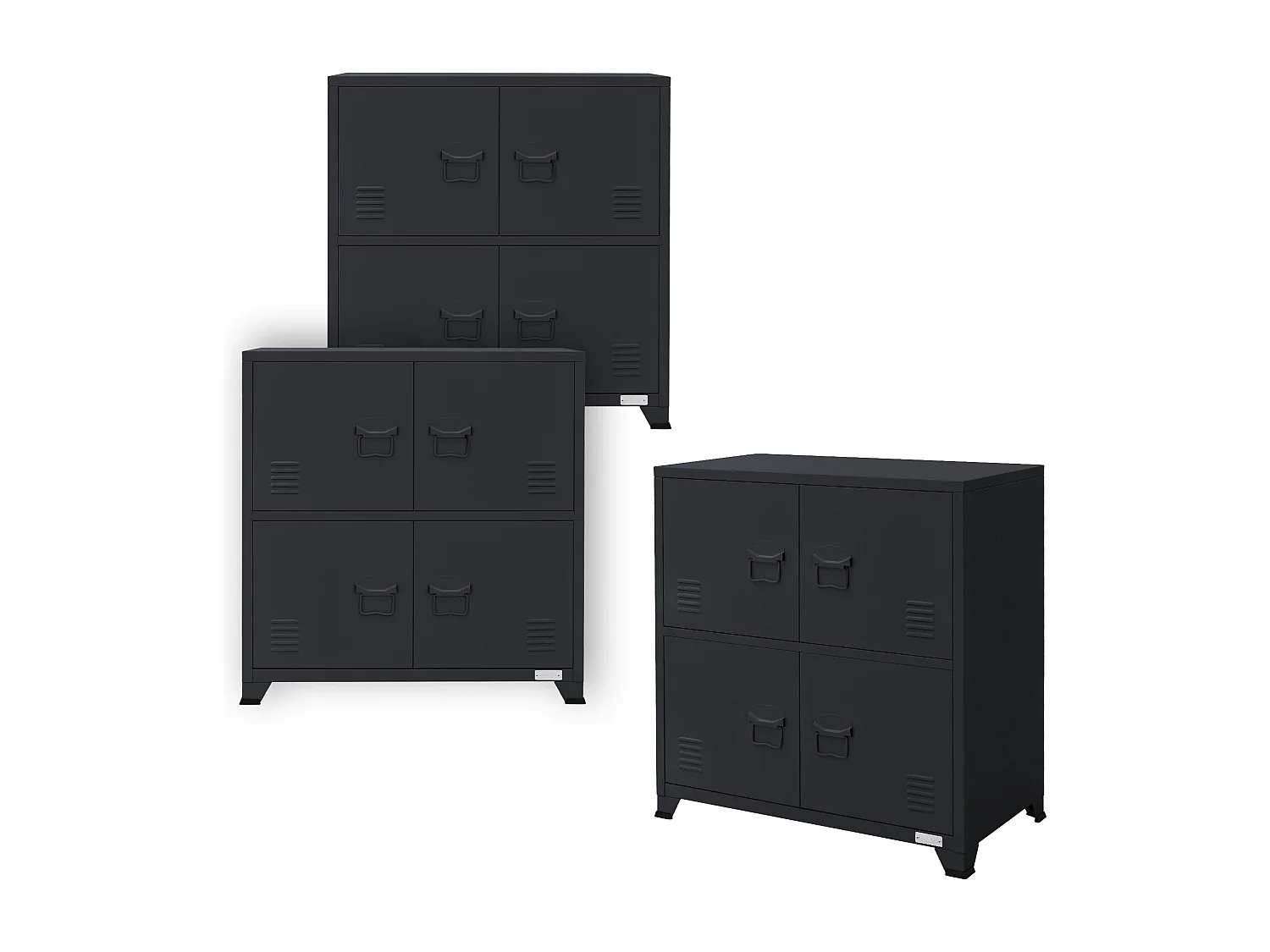 3x Archivador de oficina armario metal antracita 2 compartimentos 75x40x80,5cm