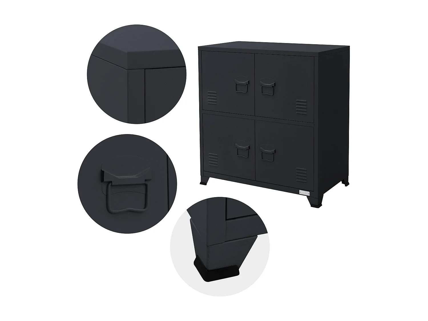 3x Archivador de oficina armario metal antracita 2 compartimentos 75x40x80,5cm