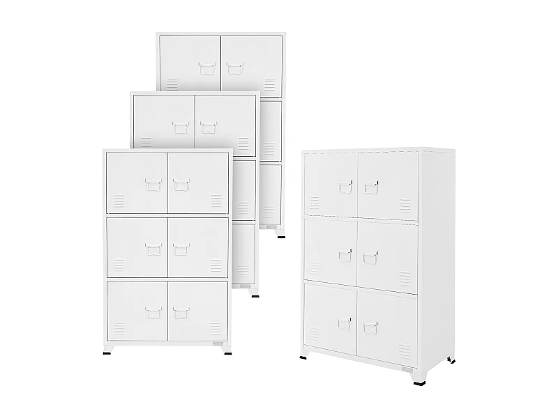 Lot de 4 armoires de bureau Armoire de classement Armoire en acier avec étagères