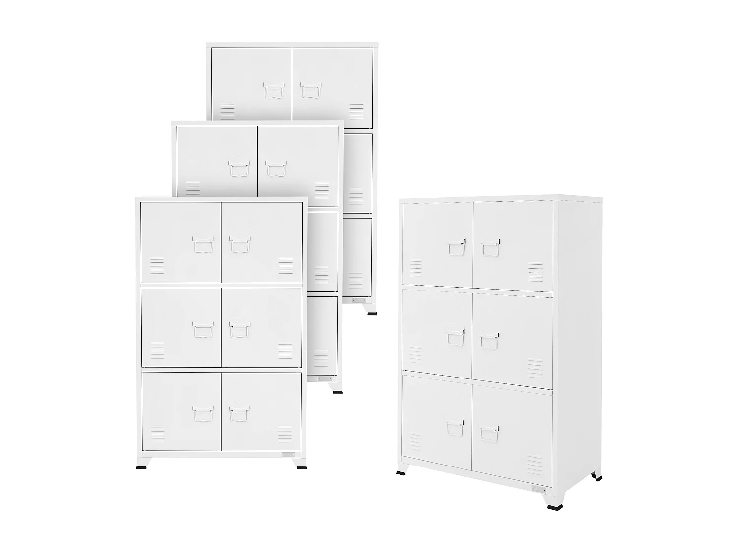 Lot de 4 armoires de bureau Armoire de classement Armoire en acier avec étagères