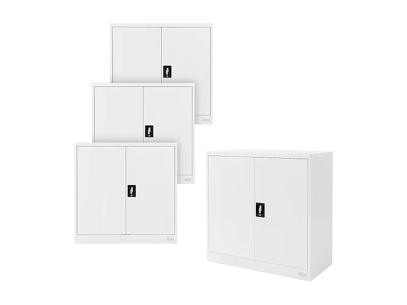 4 Armoires bureau en acier blanc meuble à dossiers portes battantes 90x40x90 cm