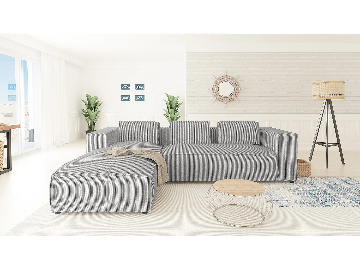 Ecksofa Vera mit Cord-Bezug und Moderne Optik