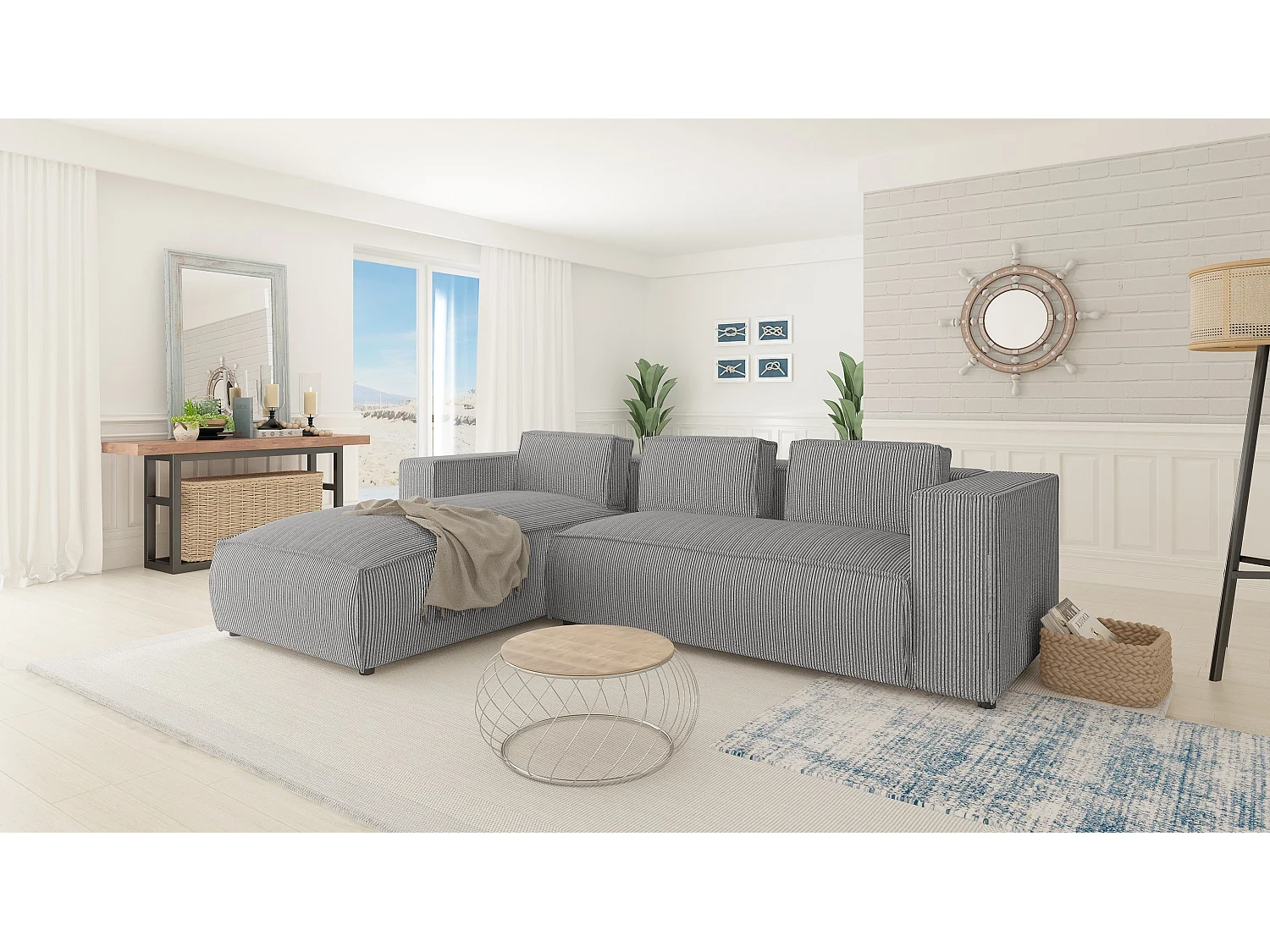 Ecksofa Vera mit Cord-Bezug und Moderne Optik