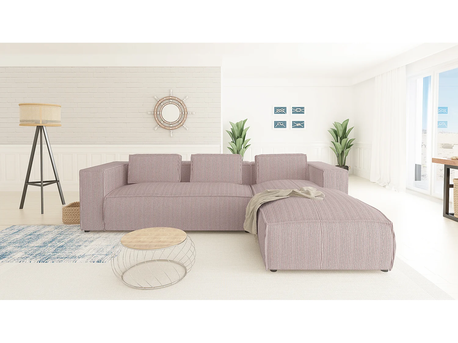 Ecksofa Vera mit Cord-Bezug und Moderne Optik