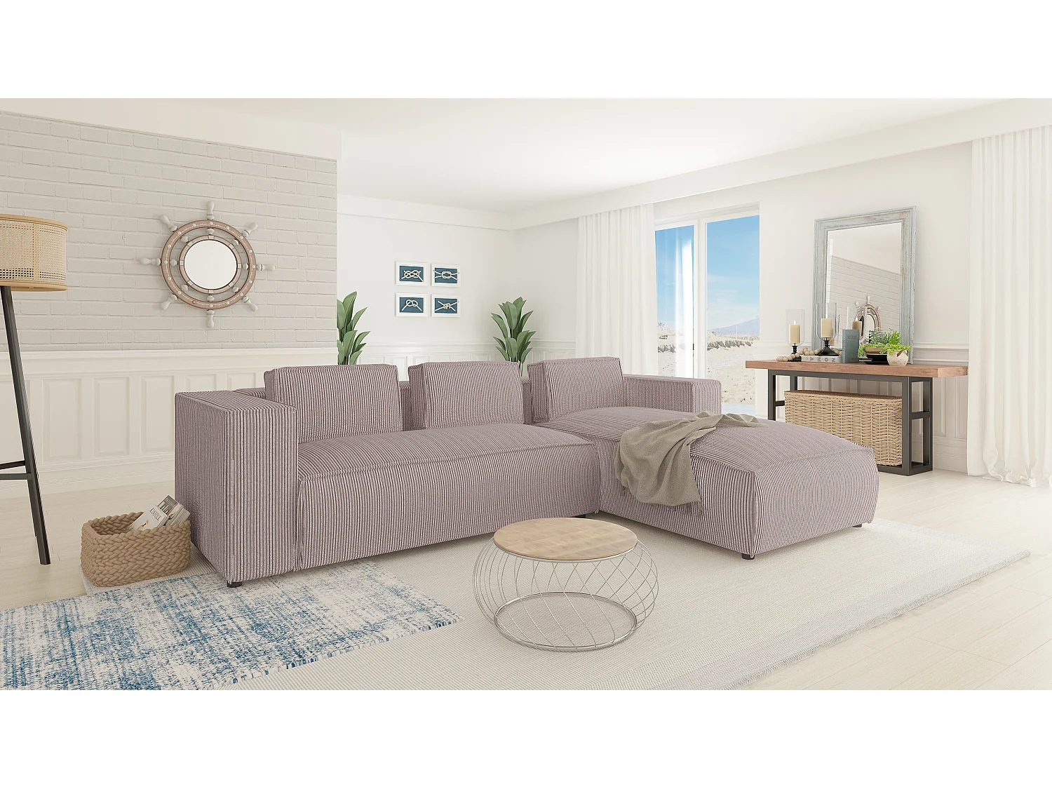 Ecksofa Vera mit Cord-Bezug und Moderne Optik
