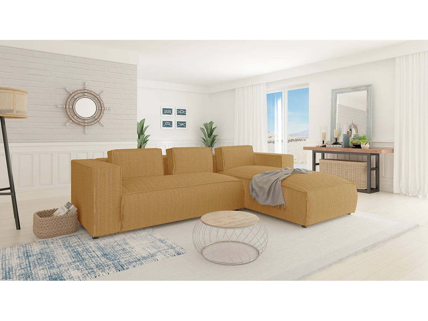 Ecksofa Vera mit Cord-Bezug und Moderne Optik