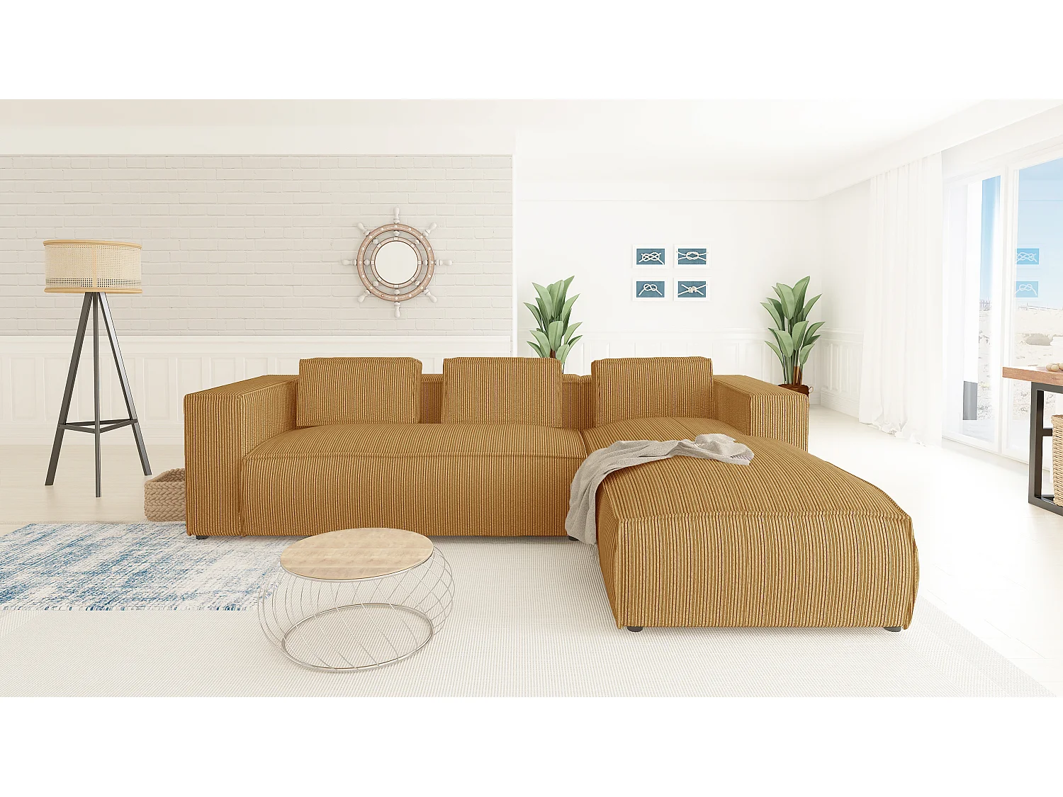 Ecksofa Vera mit Cord-Bezug und Moderne Optik