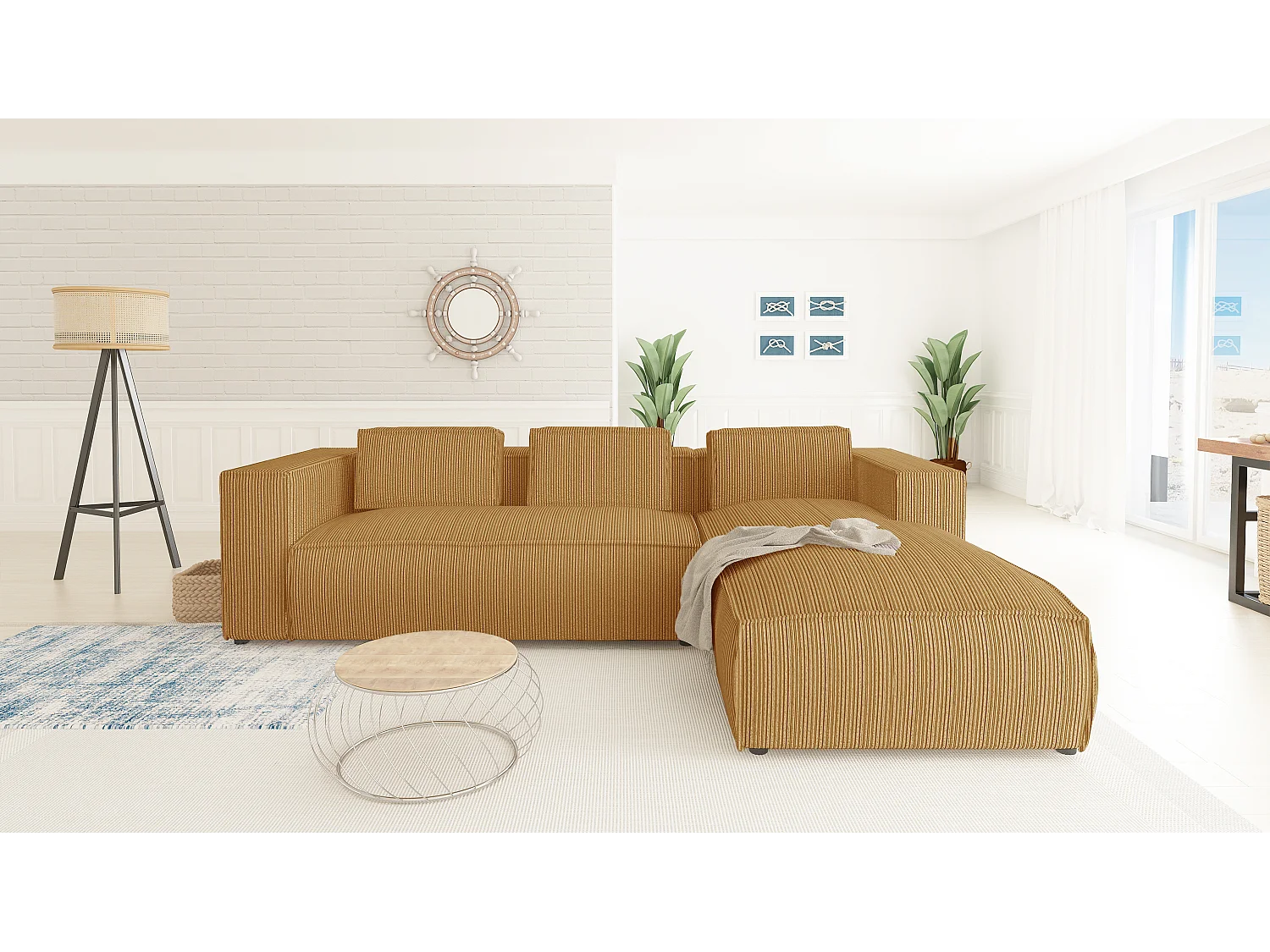 Ecksofa Vera mit Cord-Bezug und Moderne Optik