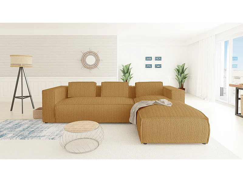Ecksofa Vera mit Cord-Bezug und Moderne Optik