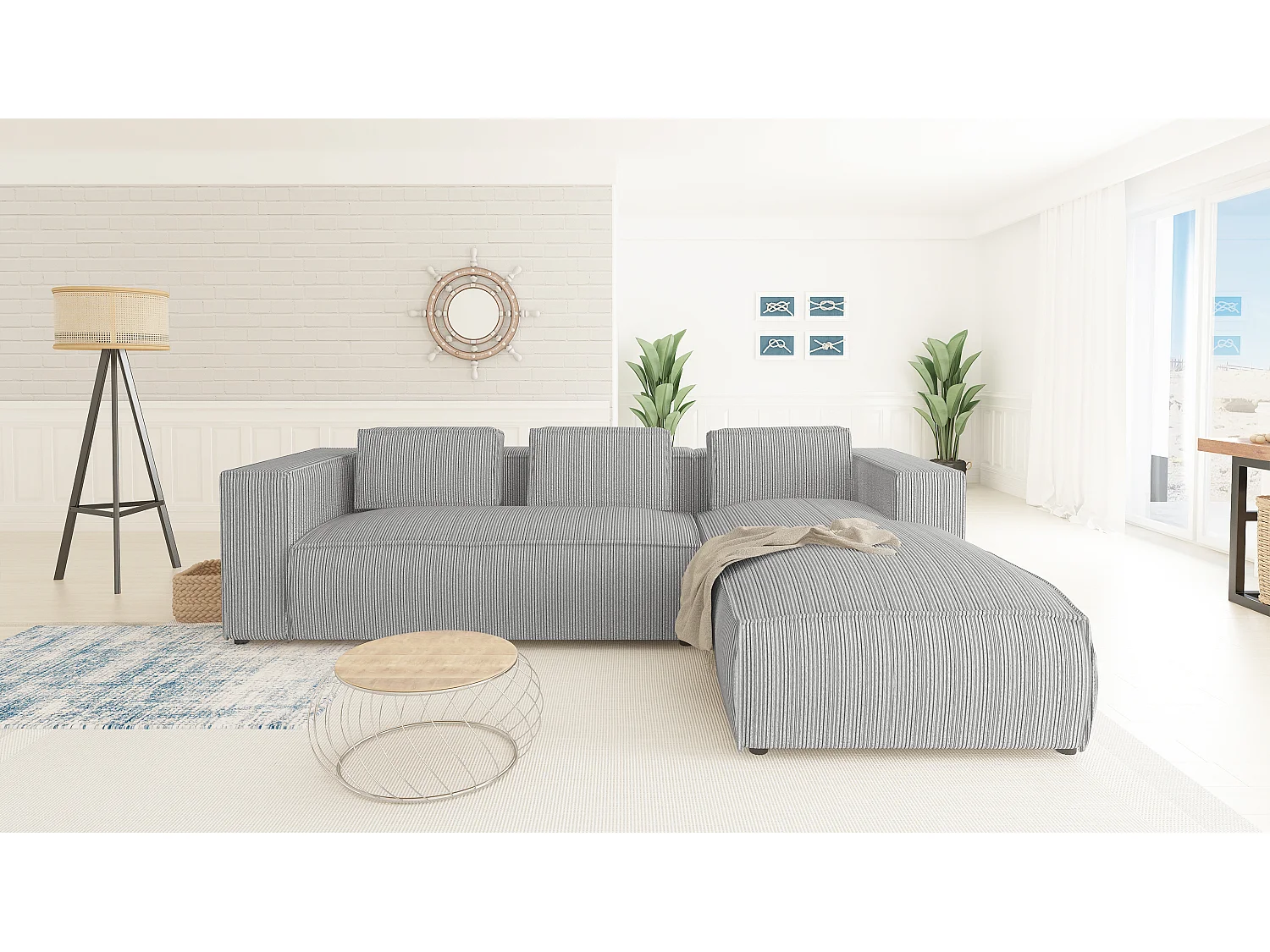 Ecksofa Vera mit Cord-Bezug und Moderne Optik