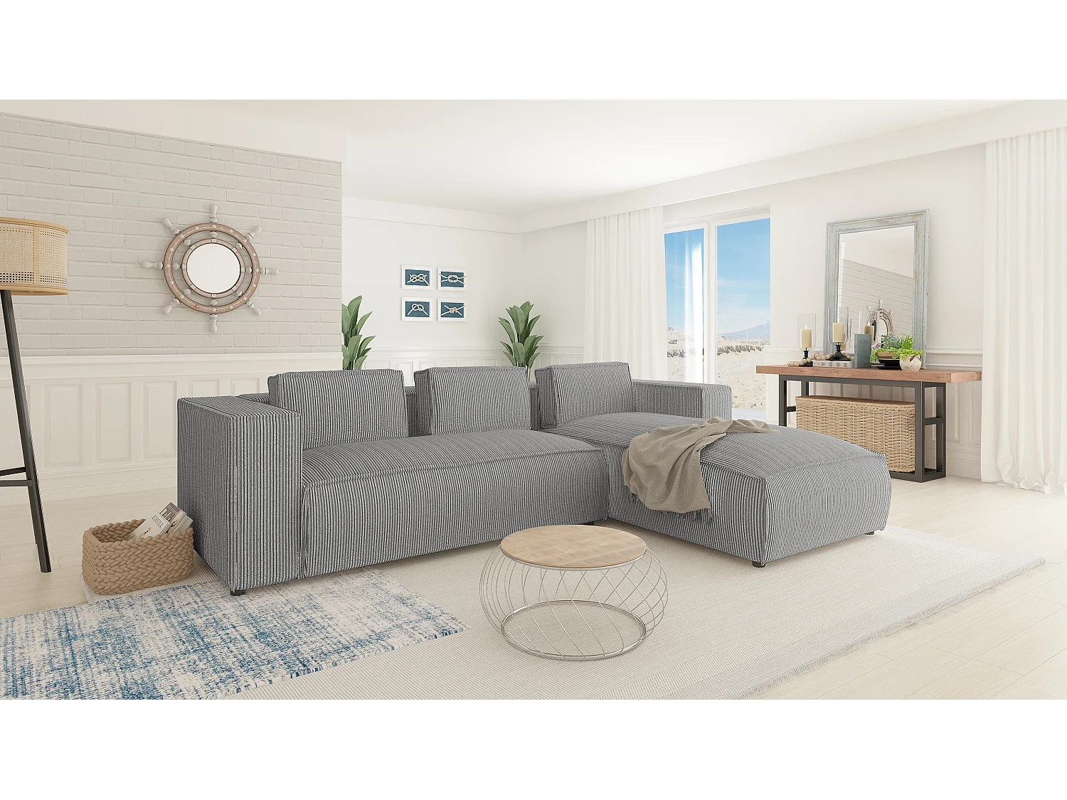 Ecksofa Vera mit Cord-Bezug und Moderne Optik
