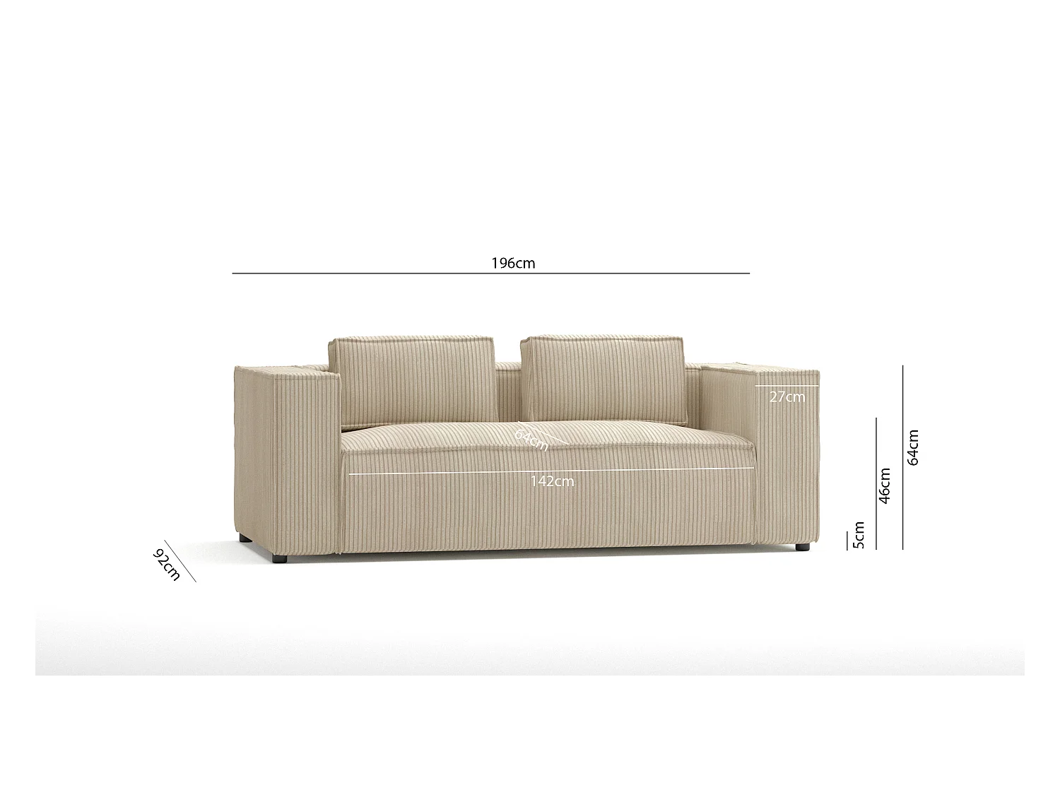 Cord Sofa 2 sitzer Vera