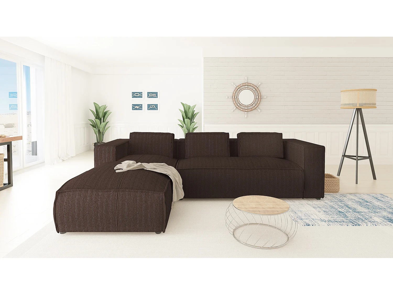 Ecksofa Vera mit Cord-Bezug und Moderne Optik