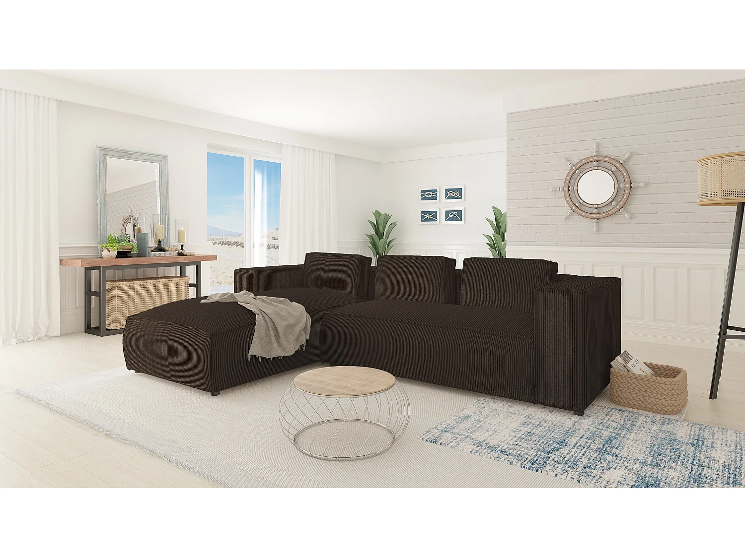 Ecksofa Vera mit Cord-Bezug und Moderne Optik